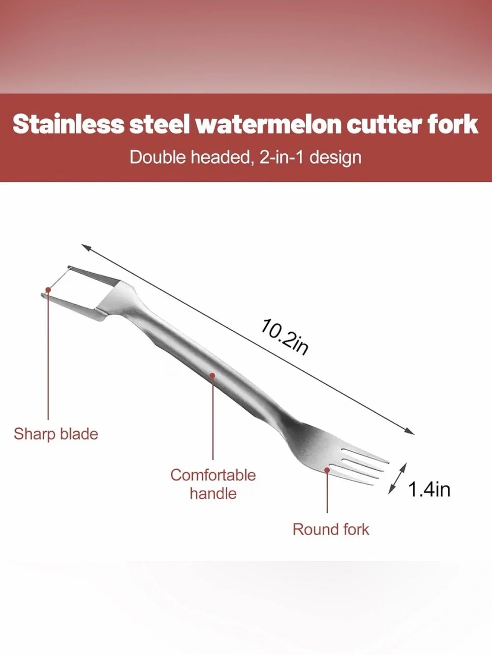 Stainless Steel Watermelon Cube Cutter & Fork - Silver